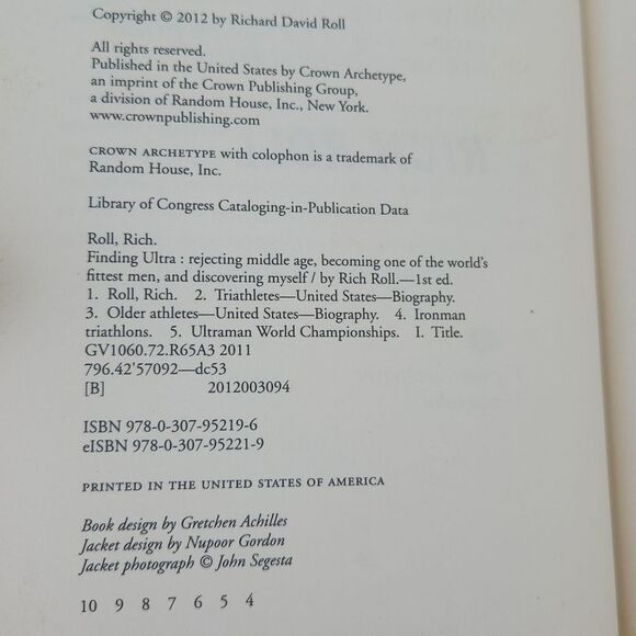 Finding Ultra by Rich Roll - Blue and Yellow Cover 2012 Book - Picture 2 of 7